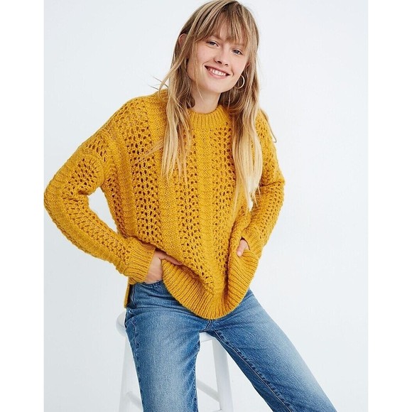 Madewell Sweaters - Womens Size S Madewell Windemere Pointelle Sweater Yellow EUC